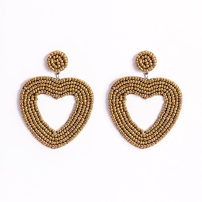 Ethic Bohemian Sweetheart Handmade Earrings-Earrings-Heart-Gold-Free Shipping Leatheretro