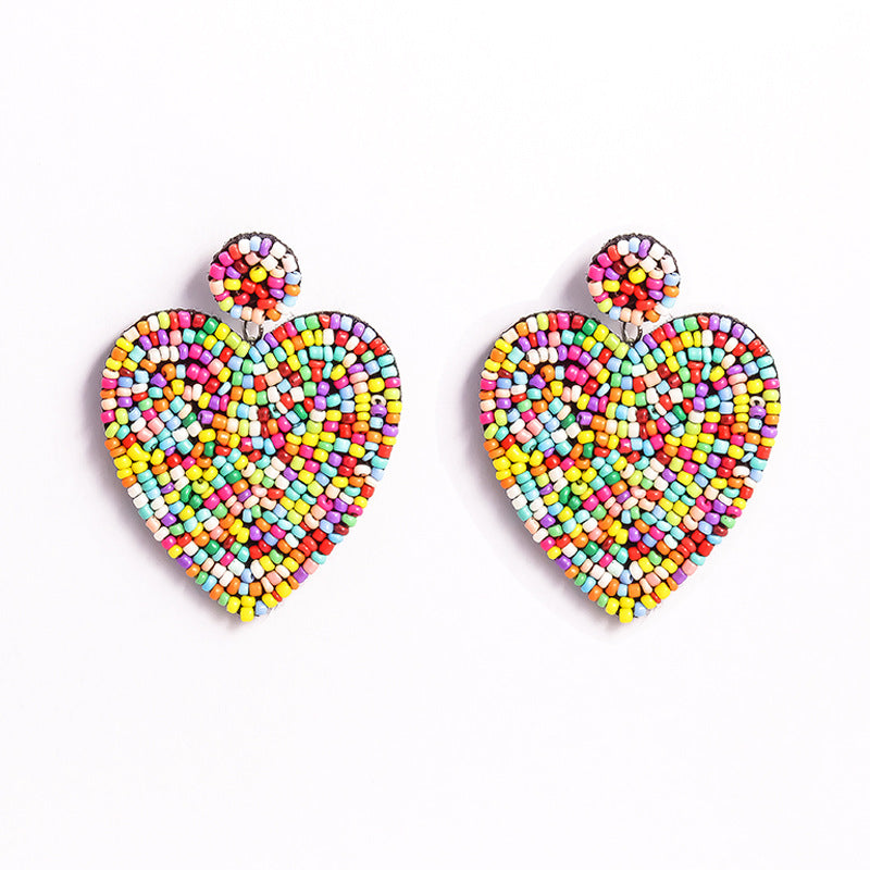 Ethic Bohemian Sweetheart Handmade Earrings-Earrings-Heart-Colorful-Free Shipping Leatheretro