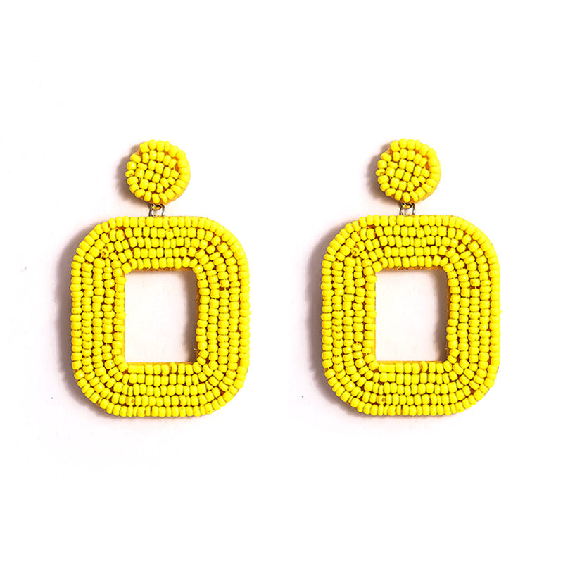 Ethic Bohemian Sweetheart Handmade Earrings-Earrings-Square-Yellow-Free Shipping Leatheretro