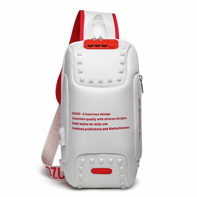 Waterproof Oxford Fabric Casual Chest Bags for Men 0424-Bicycle Bags & Panniers-White-Free Shipping Leatheretro