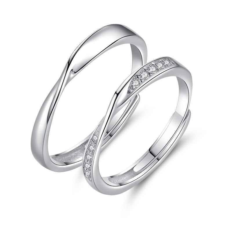 Mobius Design His and Hers Sliver Couple Rings-Rings-Men-Open-end-Free Shipping Leatheretro