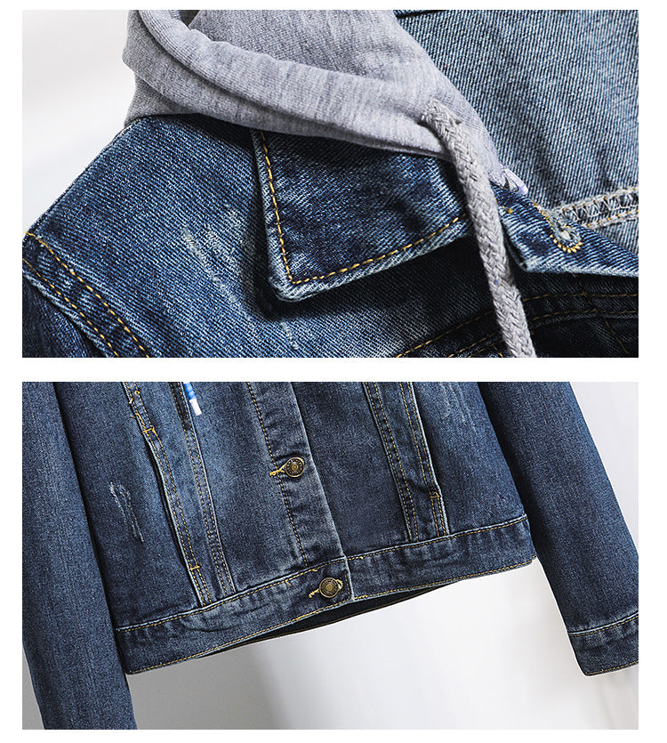 Casual Hoodies Denim Jacket for Girls-Coats & Jackets-Light Blue-S-Free Shipping Leatheretro