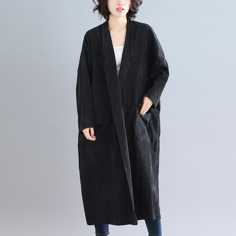 Vintage Women Plus Size Loose Wind Overcoat-One Piece Suits-Black-One Size-Free Shipping Leatheretro