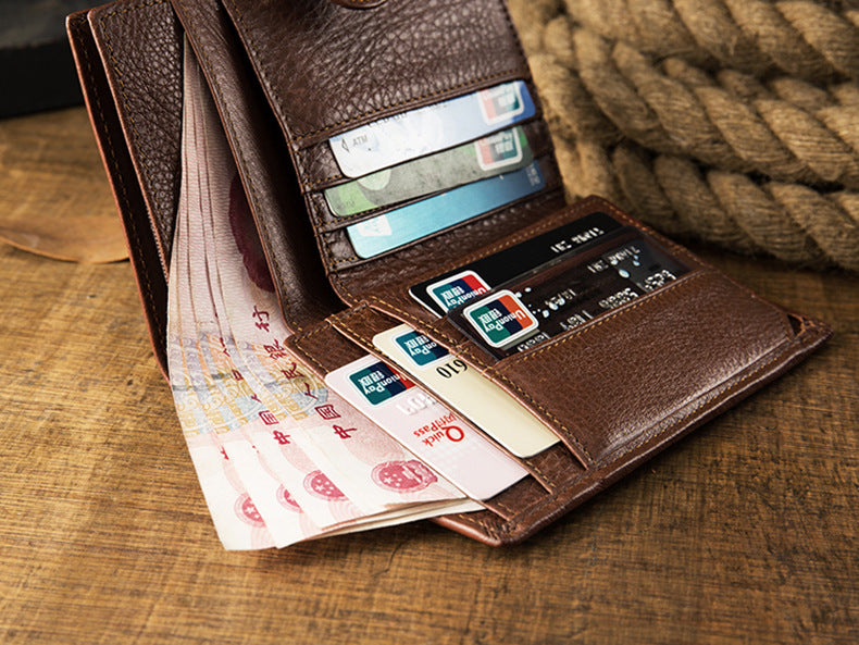 Handmade Large Storage Leisure Leather Wallet-Leather Wallet-Brown-Free Shipping Leatheretro