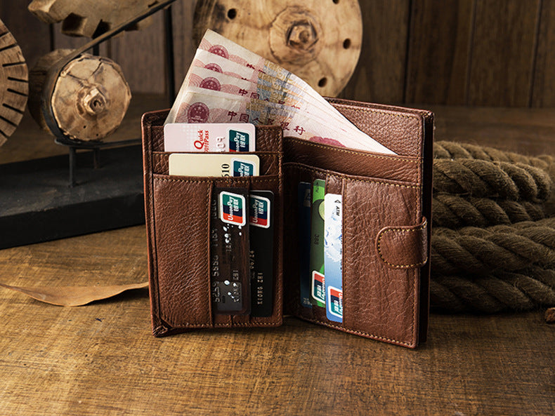 Handmade Large Storage Leisure Leather Wallet-Leather Wallet-Brown-Free Shipping Leatheretro