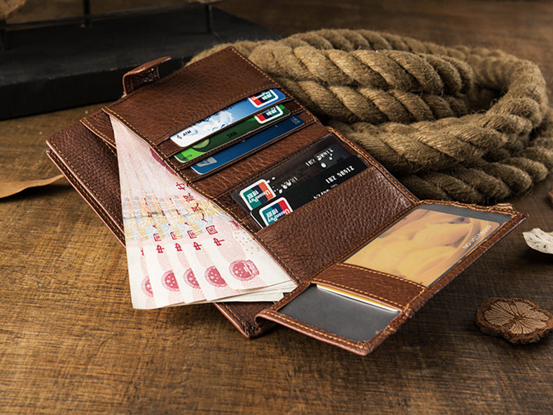 Handmade Large Storage Leisure Leather Wallet-Leather Wallet-Brown-Free Shipping Leatheretro