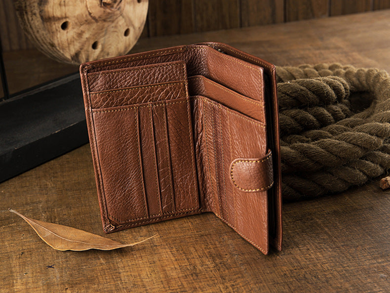 Handmade Large Storage Leisure Leather Wallet-Leather Wallet-Brown-Free Shipping Leatheretro