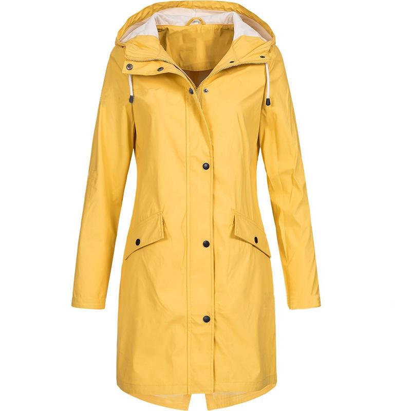 Women Outdoor Plus Size Fall Overcoats-Outerwear-Yellow-S-Free Shipping Leatheretro