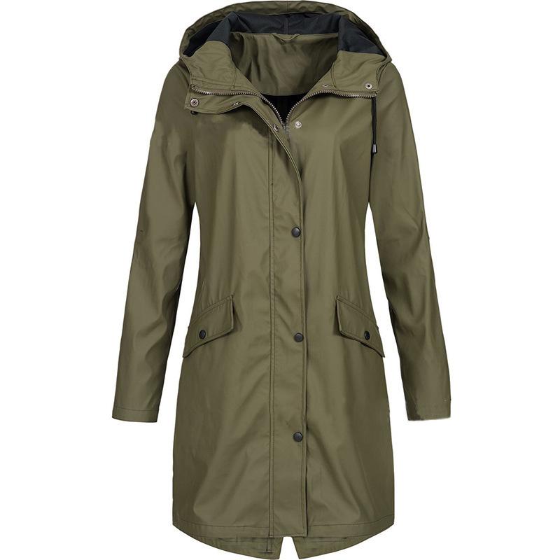 Women Outdoor Plus Size Fall Overcoats-Outerwear-Green-S-Free Shipping Leatheretro