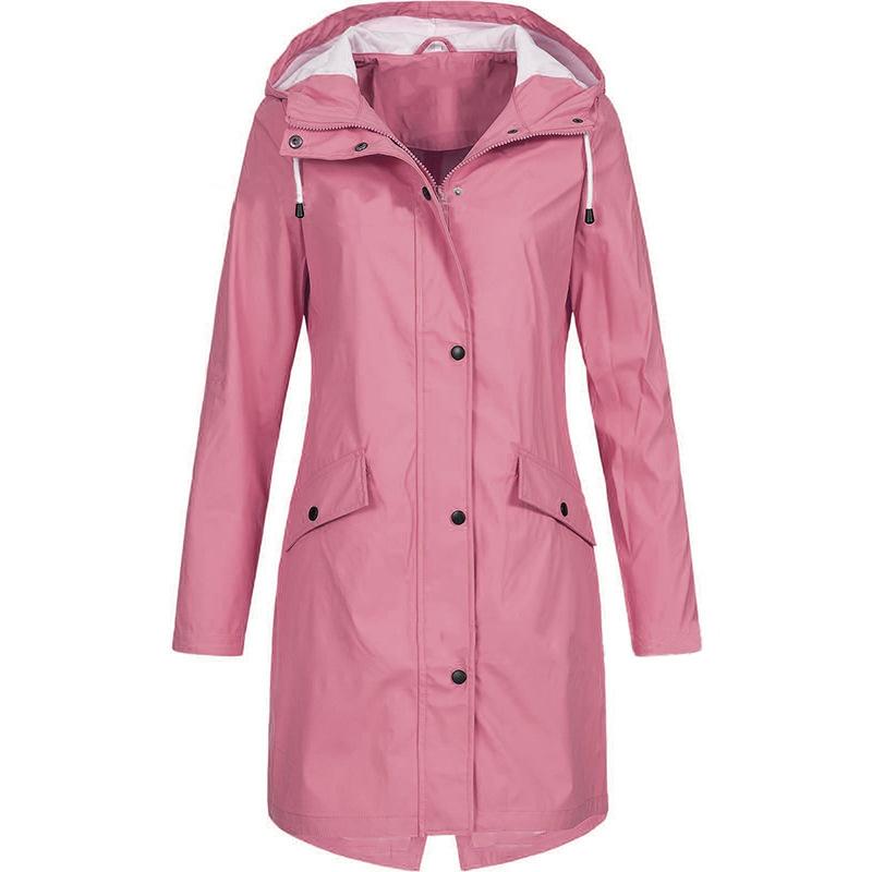 Women Outdoor Plus Size Fall Overcoats-Outerwear-Pink-S-Free Shipping Leatheretro