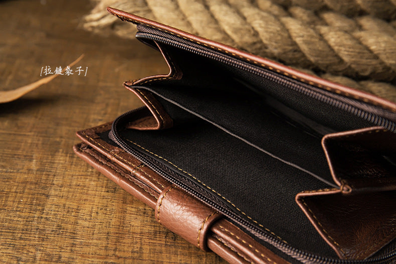 Handmade Large Storage Leisure Leather Wallet-Leather Wallet-Brown-Free Shipping Leatheretro