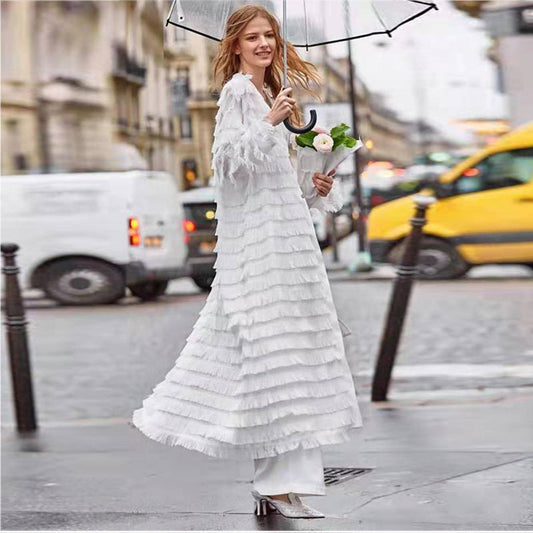 Gorgeous Tassels Plus Sizes Crdigan Overcoat Dresses-Outerwear-White-S-Free Shipping Leatheretro