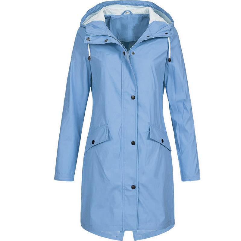 Women Outdoor Plus Size Fall Overcoats-Outerwear-Blue-S-Free Shipping Leatheretro