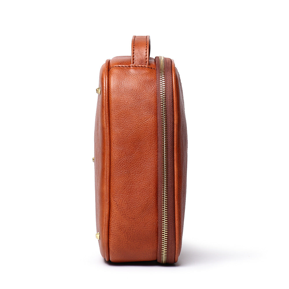 Vintage Evening Partly Leather Make Up Bags L8997-Leather Women Bags-Brown-Free Shipping Leatheretro