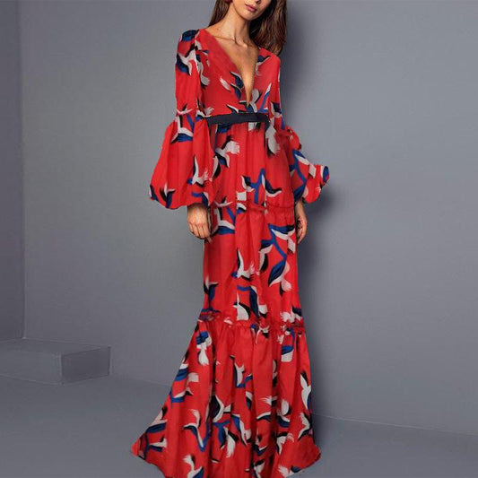 Red Long Sleeves Sexy Long Maxi Dresses-Red-S-Free Shipping Leatheretro