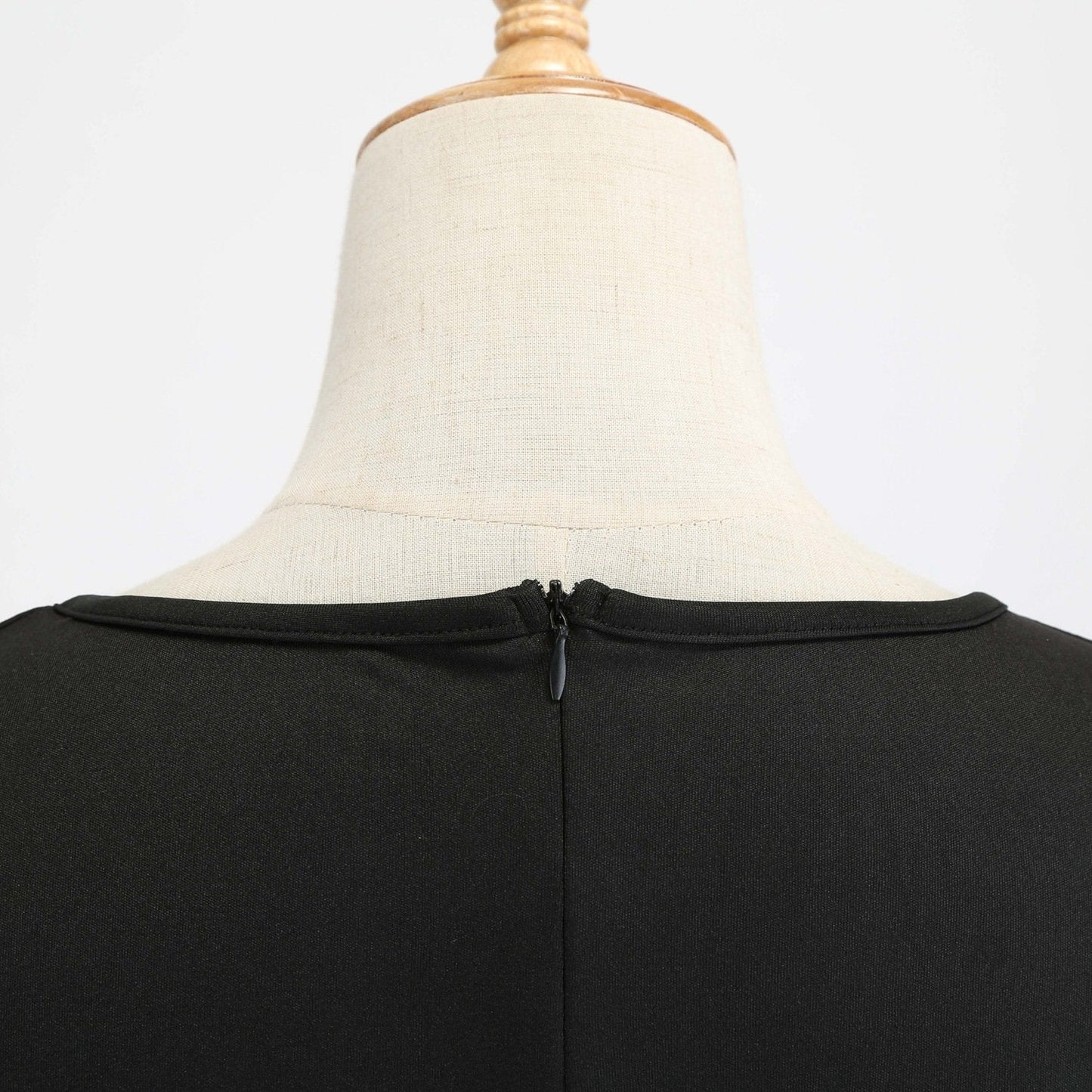 Vintage Christmas Plus Sizes Round Neck Long Sleeves Dresses-Black-S-Free Shipping Leatheretro