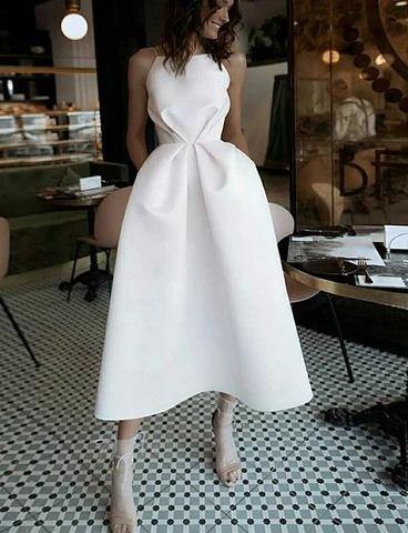 White Sexy Backless Midi Length Dresses-Maxi Dresses-White-S-Free Shipping Leatheretro