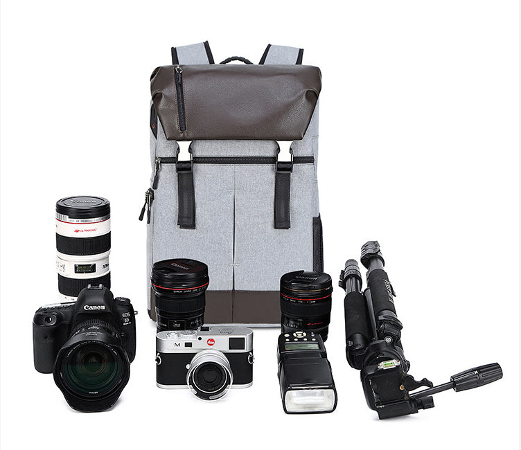 2 In 1 Large Storage Laoptop Bag and Backpack for Camera C3081-Backpacks-Light Gray-Free Shipping Leatheretro