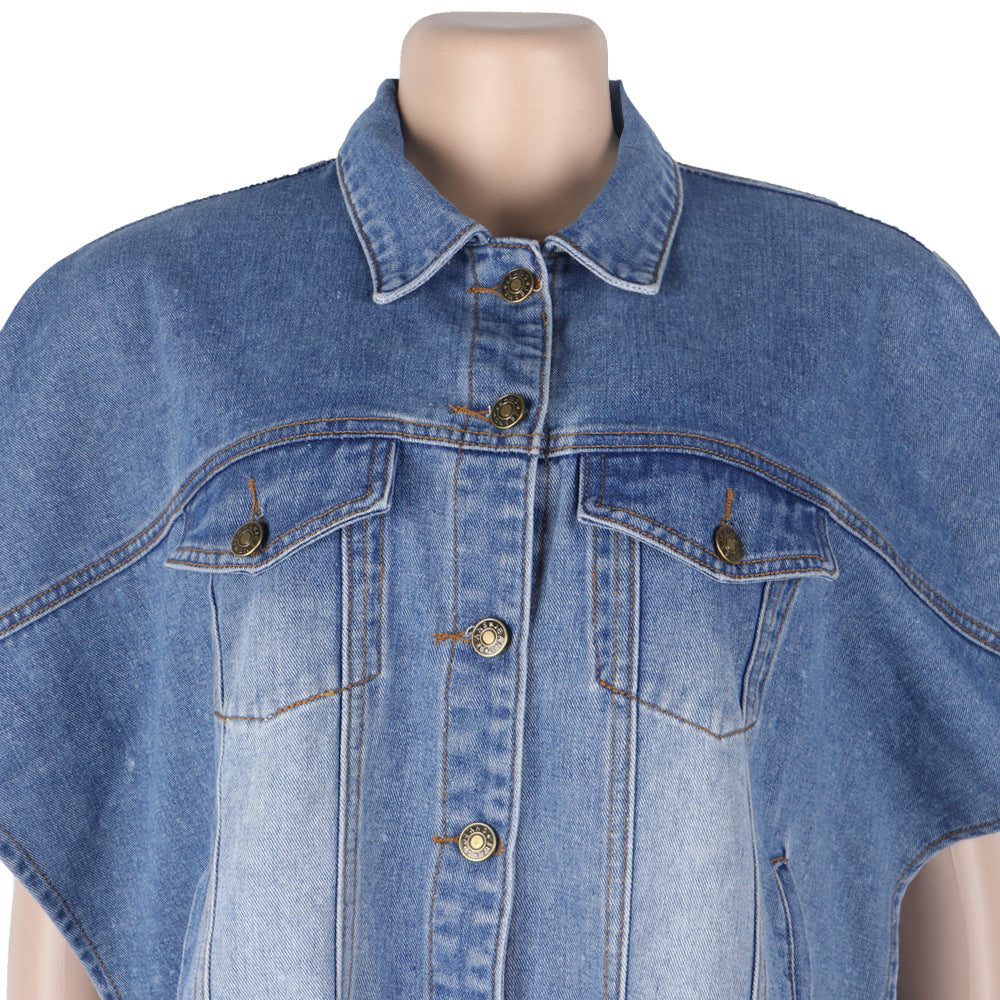 Casual Women Irregular Denim Vest-Shirts & Tops-Blue-S-Free Shipping Leatheretro