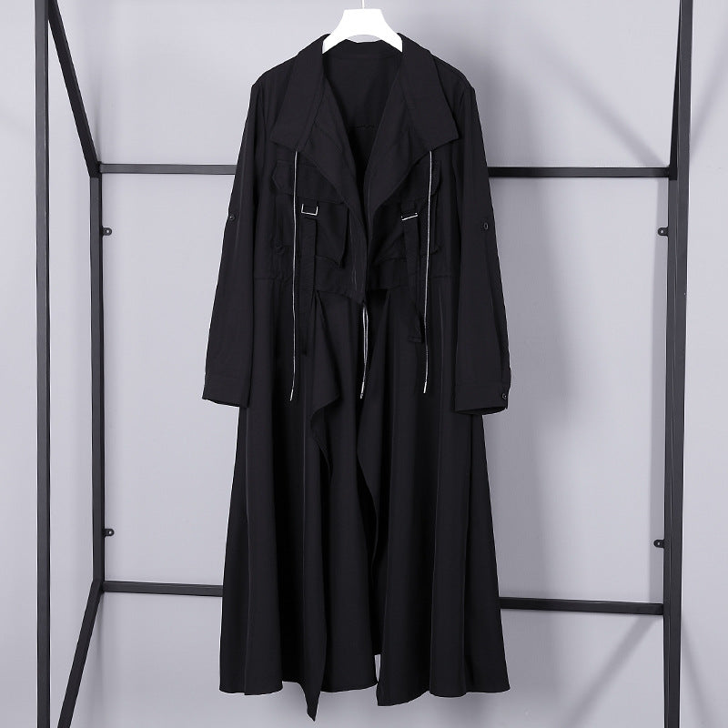 Designed Women Long Wind Break Overcoats-Outerwear-Black-One Size-Free Shipping Leatheretro