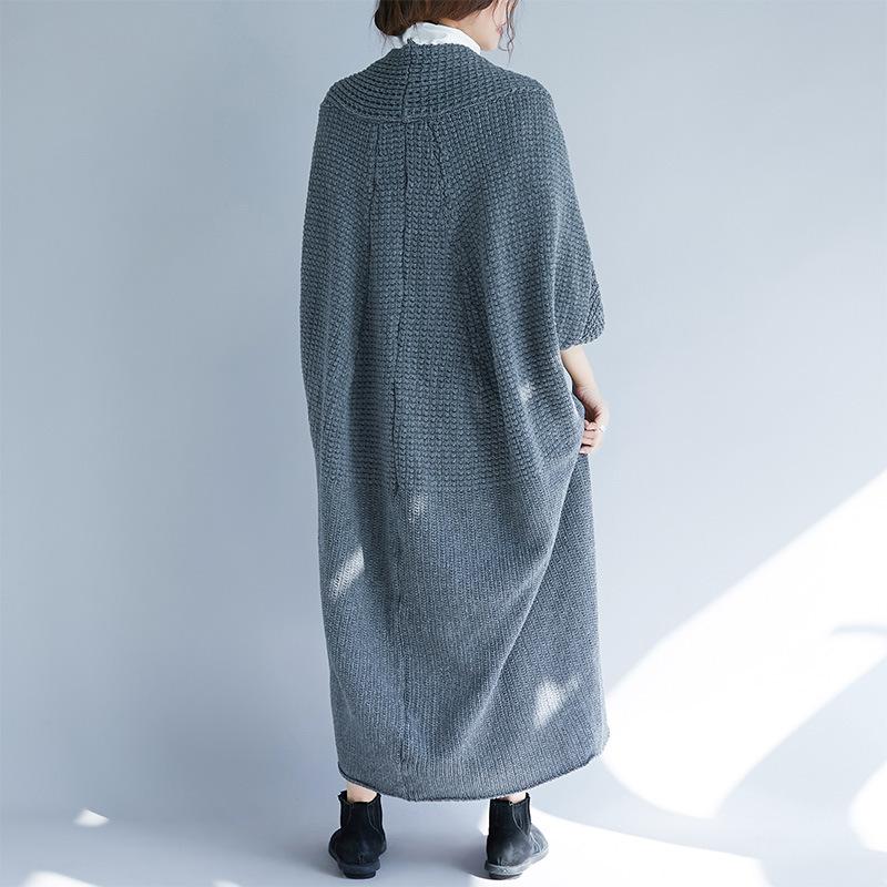 Fall Batwing Sleeves Long Knitting Overcoat-Outerwear-Gray-One Size-Free Shipping Leatheretro