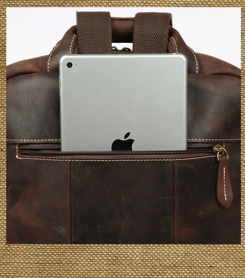 Retro Roomy Leather Travel Backpack P-8027-Leather Backpack-Dark Brown-Free Shipping Leatheretro