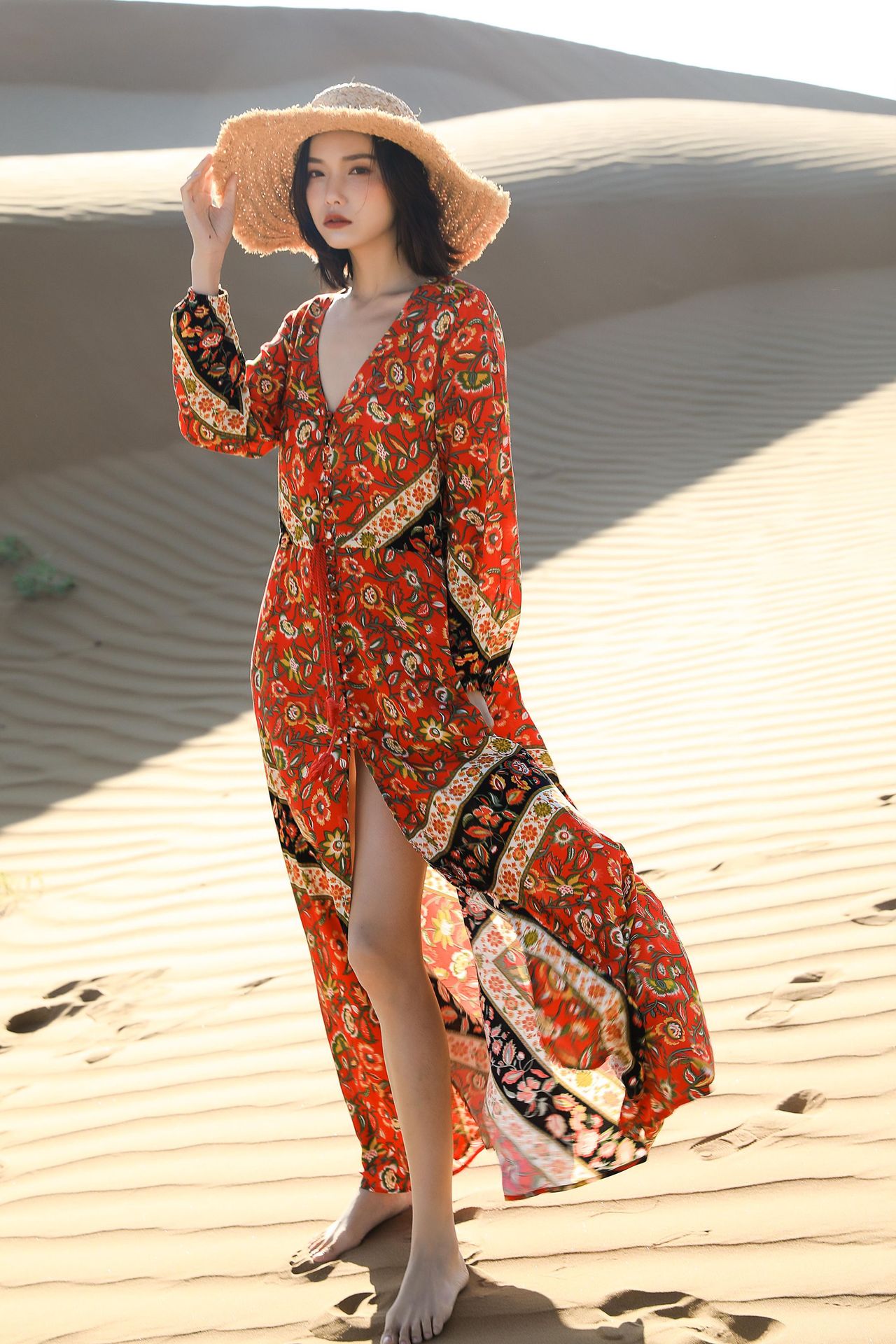 Summer Boho Long Sleeves Beach Dresses-Dresses-The same as picture-S-Free Shipping Leatheretro