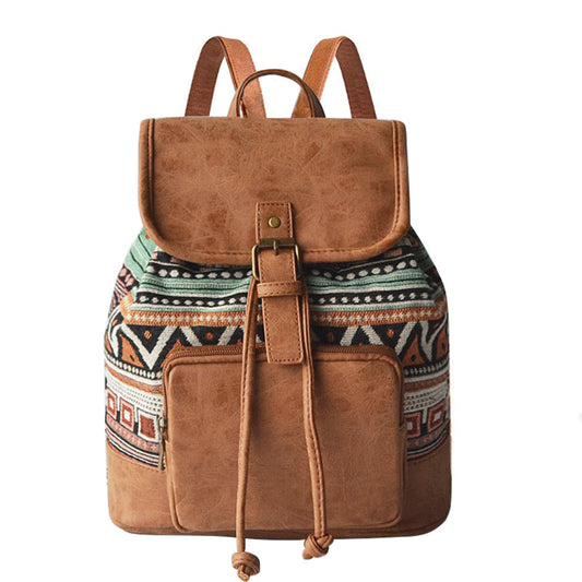 Casual Bohemian Canvas Backpacks for Girls B520-Backpacks-Green-Free Shipping Leatheretro