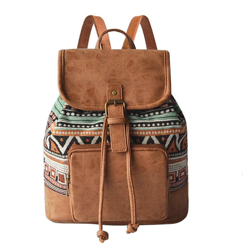 Casual Bohemian Canvas Backpacks for Girls B520-Backpacks-Blue-Free Shipping Leatheretro