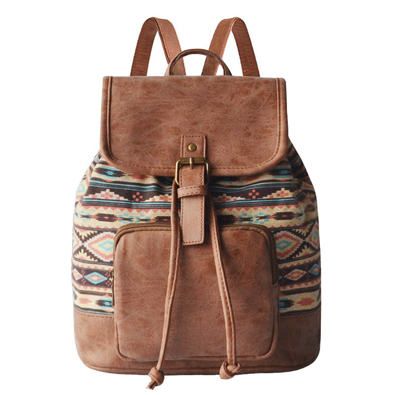Casual Bohemian Canvas Backpacks for Girls B520-Backpacks-Blue-Free Shipping Leatheretro