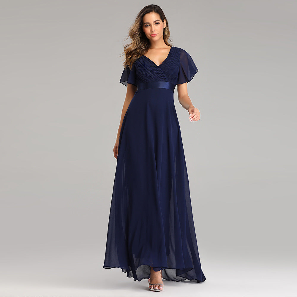Elegant Chiffon Plus Sizes Bridesmaid Dresses-Dresses-Navy Blue-S-Free Shipping Leatheretro