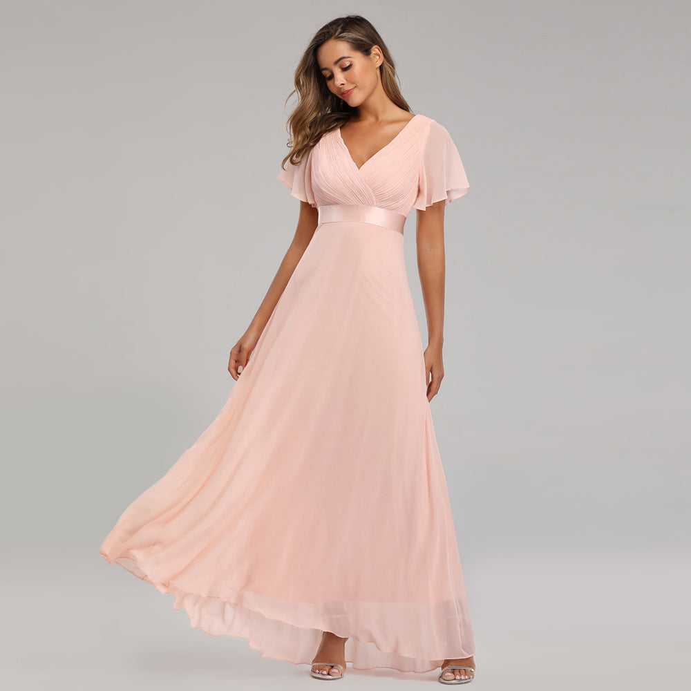 Elegant Chiffon Plus Sizes Bridesmaid Dresses-Dresses-Pink-S-Free Shipping Leatheretro