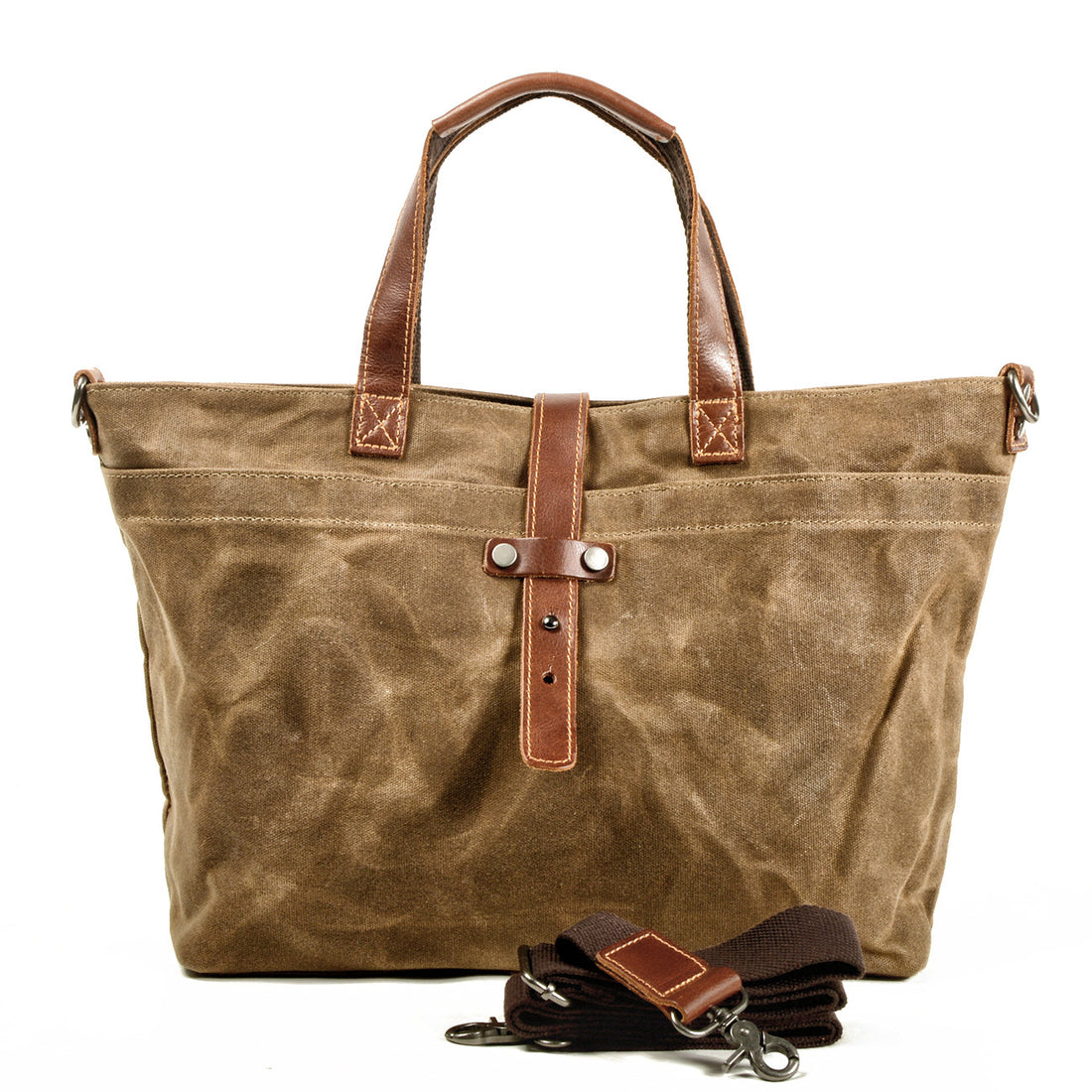 Vintage Waxed Canvas Tote Handbags for Women 9706-Handbags-Khaki-Free Shipping Leatheretro