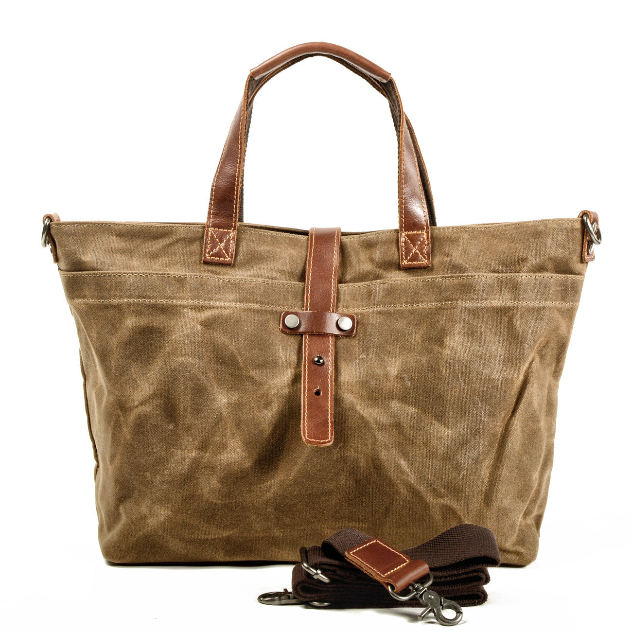 Vintage Waxed Canvas Tote Handbags for Women 9706-Handbags-Khaki-Free Shipping Leatheretro