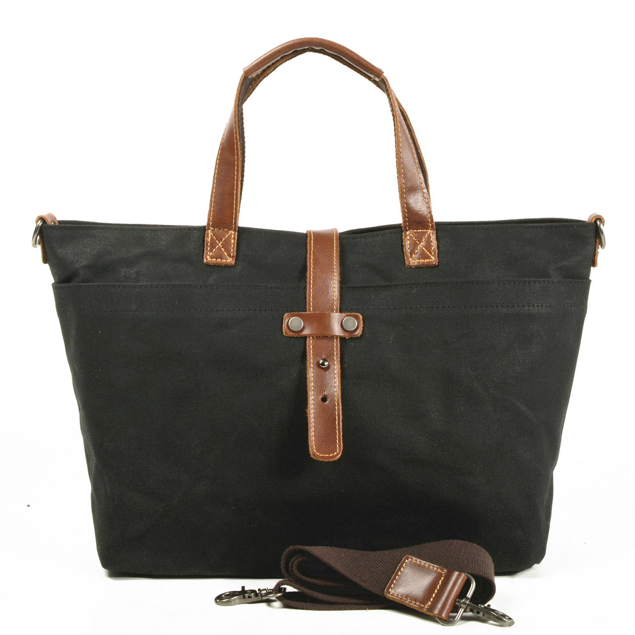Vintage Waxed Canvas Tote Handbags for Women 9706-Handbags-Black-Free Shipping Leatheretro