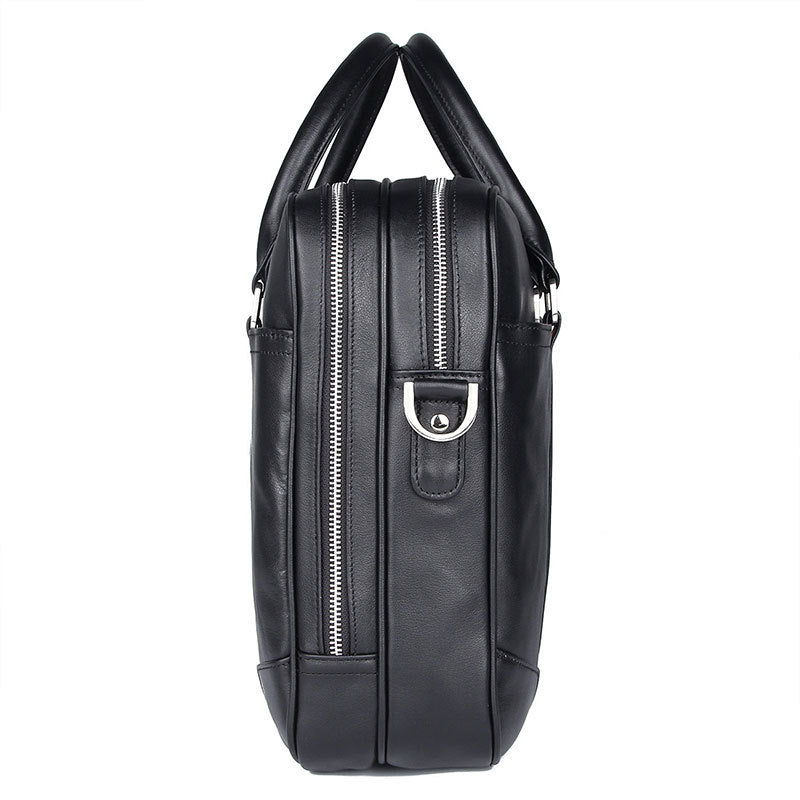 Black Cowhide Leather Briefcase for Men 7348-Briefcases-Black-Free Shipping Leatheretro