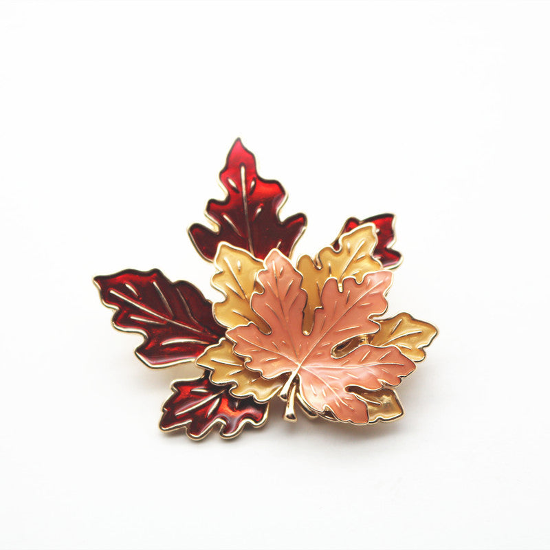Vintage 3D Maple Leaves Necklaces and Brooch-Necklaces-Brooch-Free Shipping Leatheretro