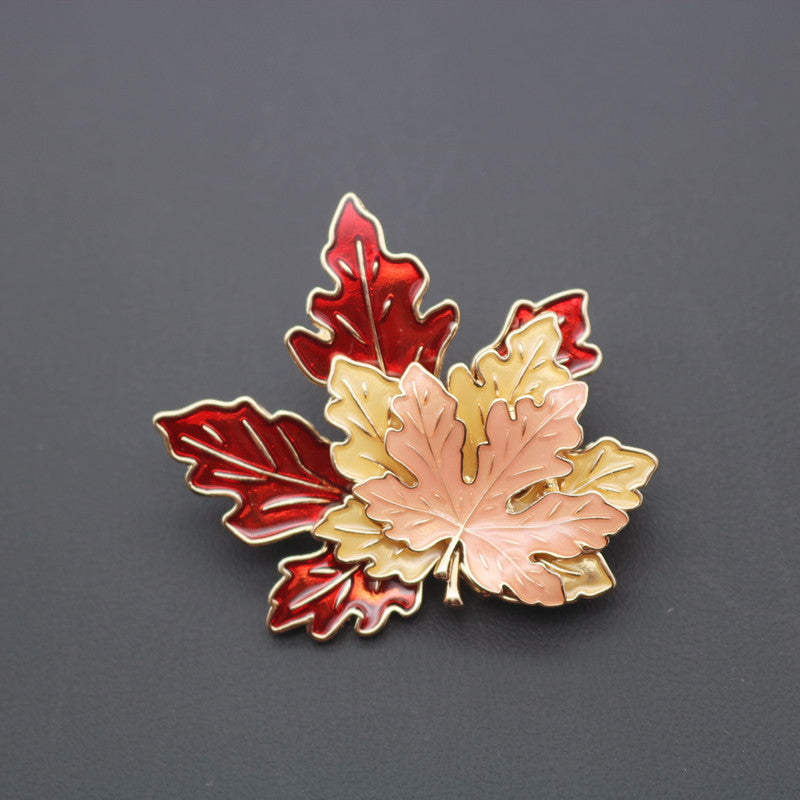 Vintage 3D Maple Leaves Necklaces and Brooch-Necklaces-Brooch-Free Shipping Leatheretro