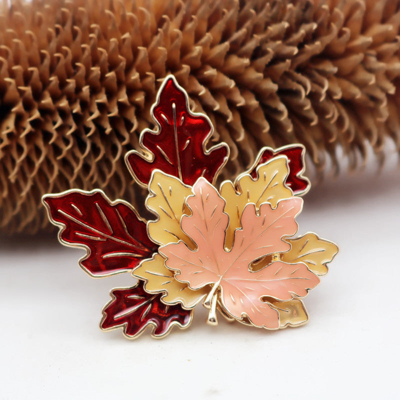 Vintage 3D Maple Leaves Necklaces and Brooch-Necklaces-Brooch-Free Shipping Leatheretro