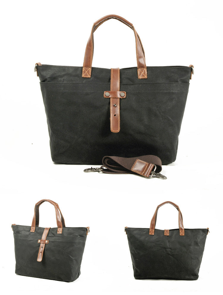Vintage Waxed Canvas Tote Handbags for Women 9706-Handbags-Khaki-Free Shipping Leatheretro