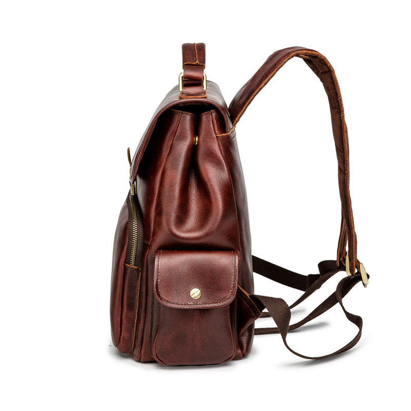 Handmade Cowhide Leather Laptop Backpack-Leather Backpack-Red Brown-Free Shipping Leatheretro