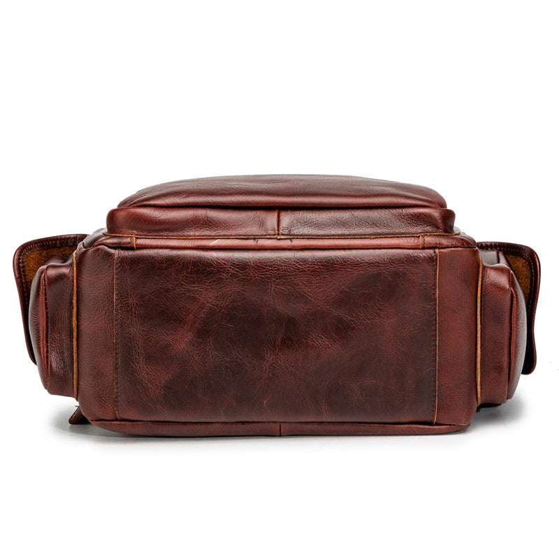 Handmade Cowhide Leather Laptop Backpack-Leather Backpack-Red Brown-Free Shipping Leatheretro