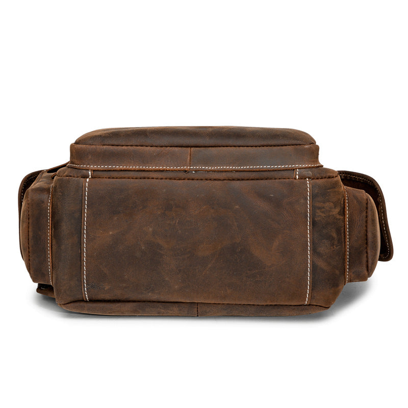 Handmade Cowhide Leather Laptop Backpack-Leather Backpack-Red Brown-Free Shipping Leatheretro