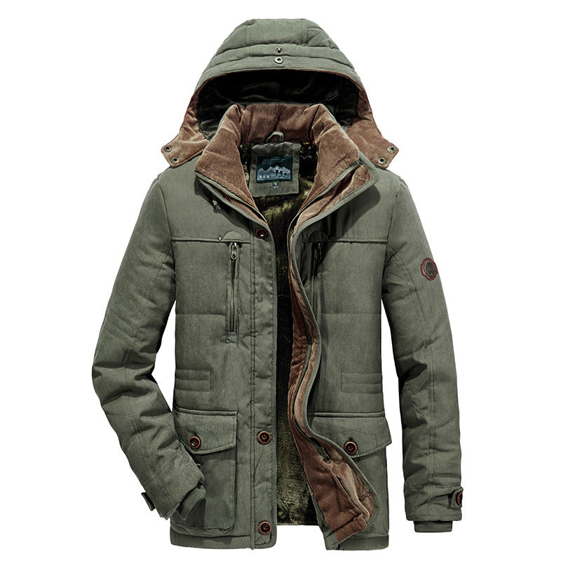 Casual Men's Thicken Warm Winter Overcoat-Outerwear-Army Green-L-Free Shipping Leatheretro