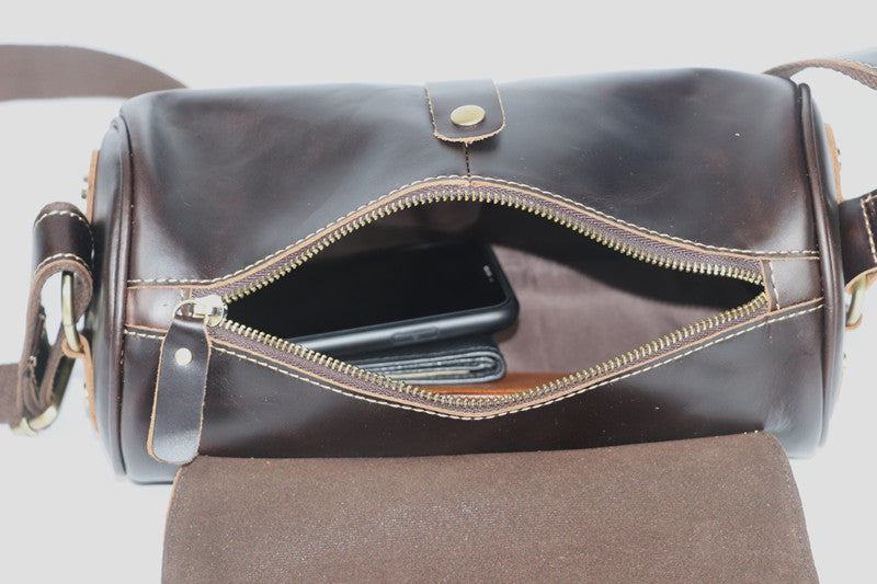 Vintage Shoulder Leather Barrel Bag 3170-Leather Bags-The same as picture-Free Shipping Leatheretro
