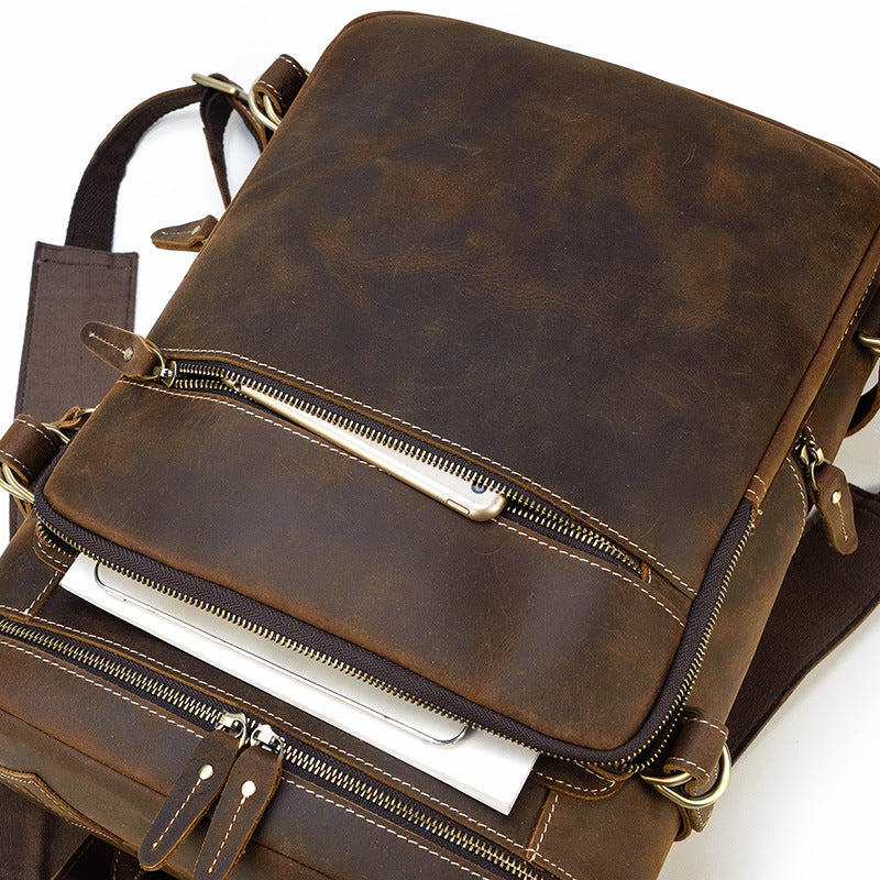 Handmade Large Capacity Leather Laptop Backpack 8027-Leatehr Backpack-Brown-Free Shipping Leatheretro