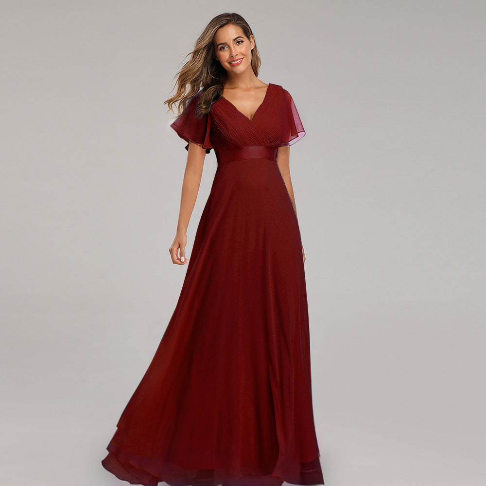 Elegant Chiffon Plus Sizes Bridesmaid Dresses-Dresses-Wine Red-S-Free Shipping Leatheretro