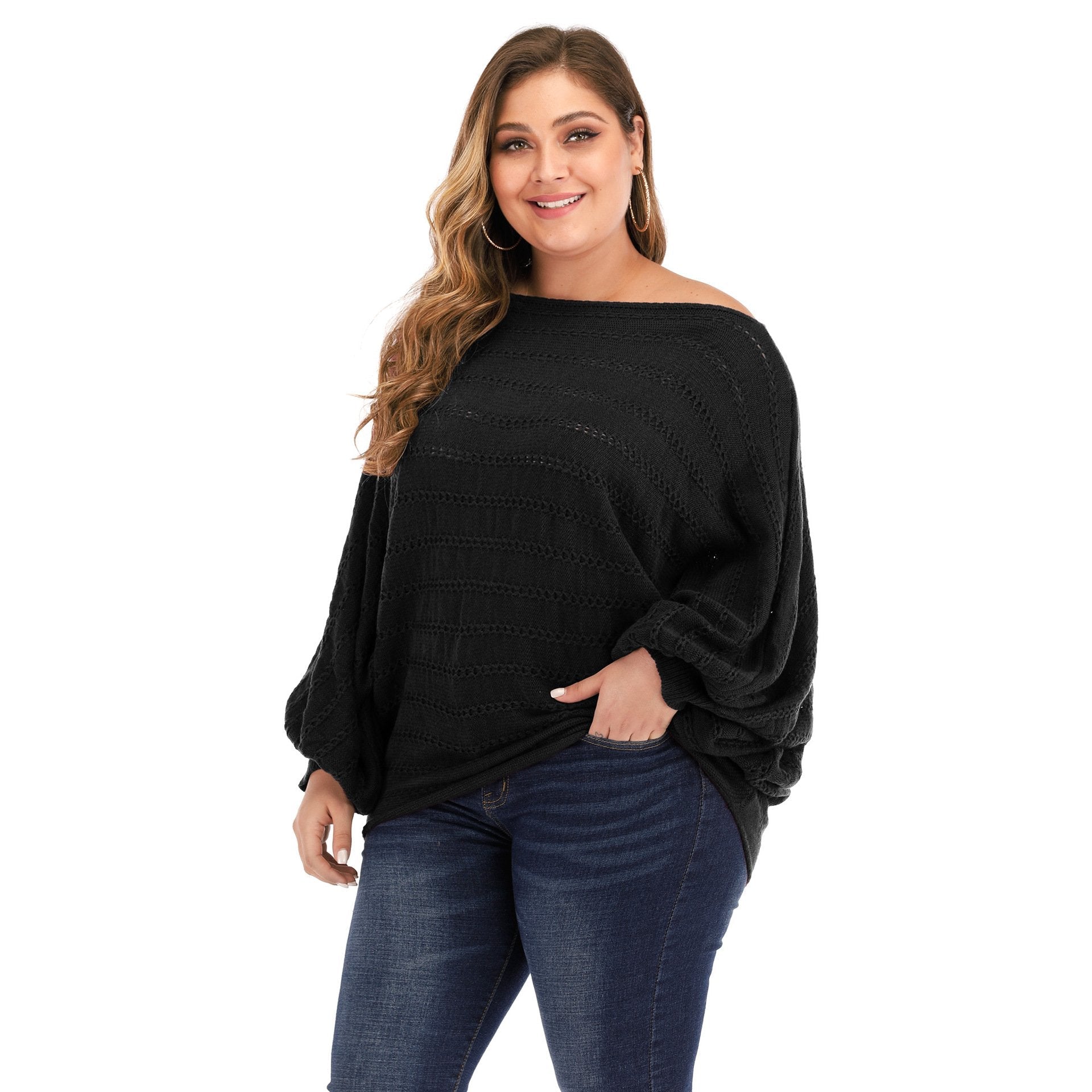 Women One Shoulder Plus Size Sweaters-Sweaters-White-L-Free Shipping Leatheretro