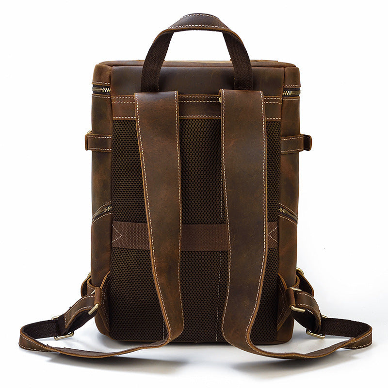 Handmade Large Capacity Leather Laptop Backpack 8027-Leatehr Backpack-Brown-Free Shipping Leatheretro