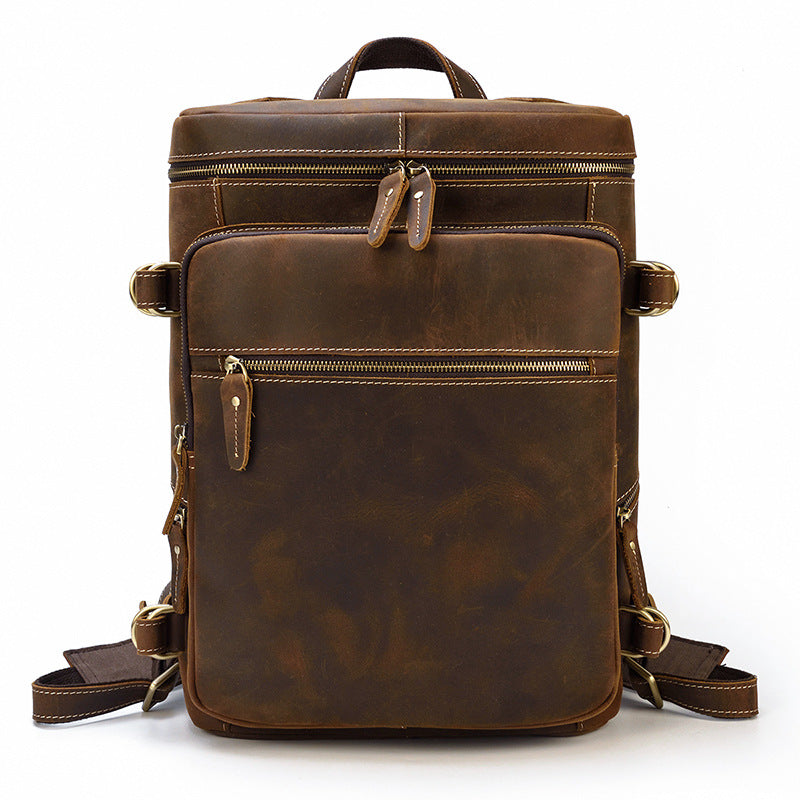 Handmade Large Capacity Leather Laptop Backpack 8027-Leatehr Backpack-Brown-Free Shipping Leatheretro